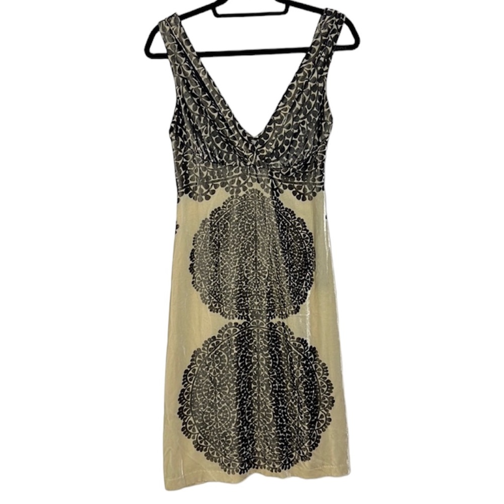 Diane Von Furstenberg Black and Cream Midi Dress